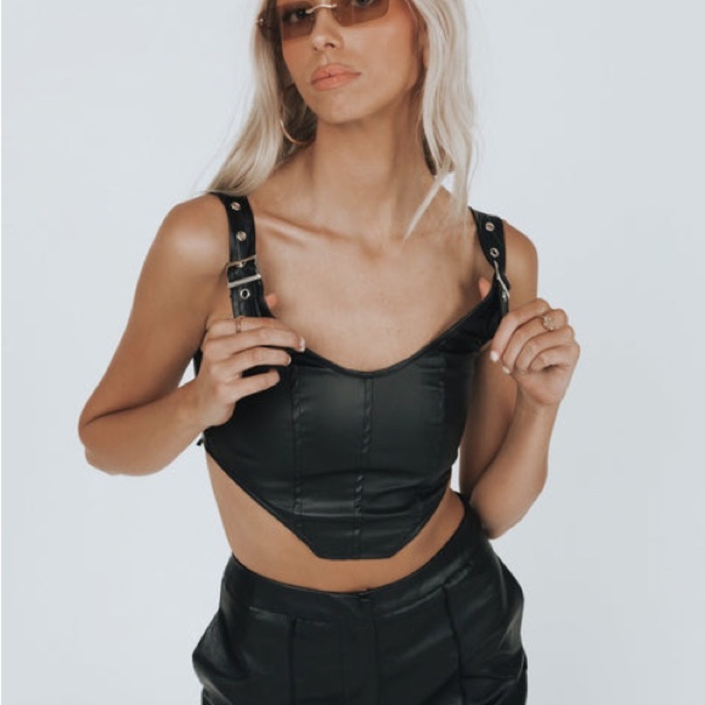 Princess Polly Black Sleeveless Crop Bustier Tank Top